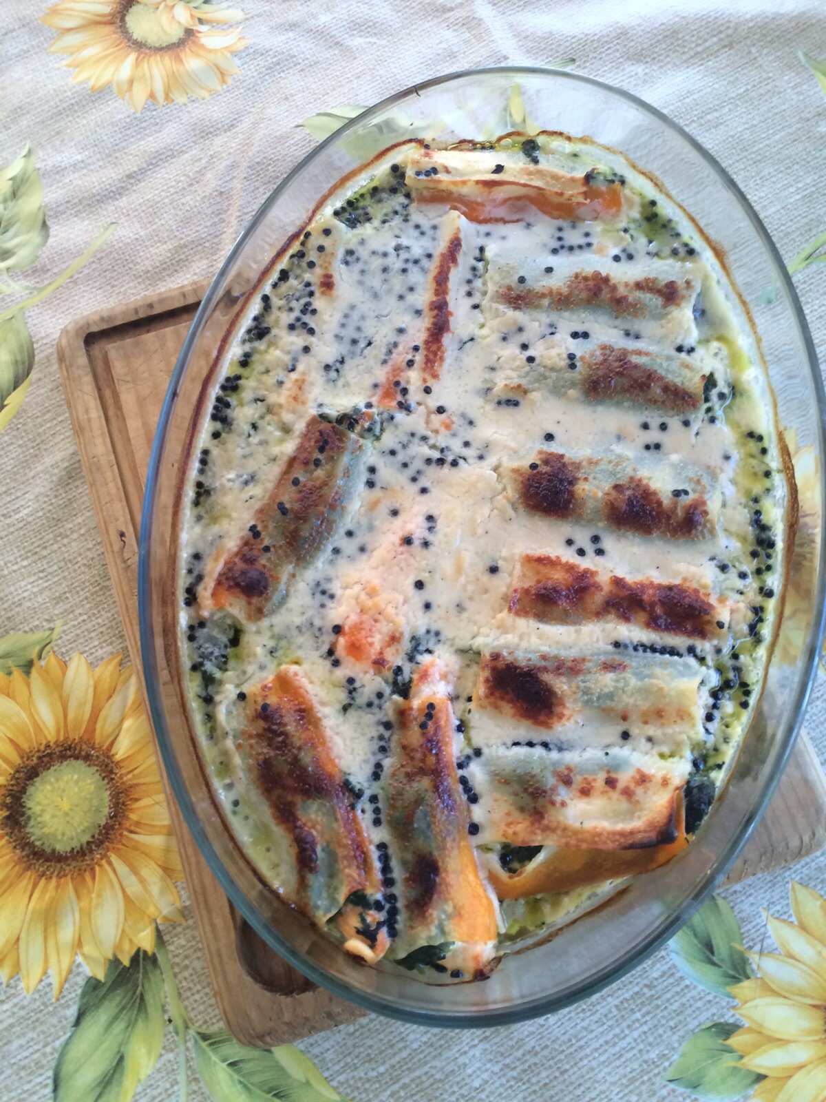 Canelones light de salmón y espinacas