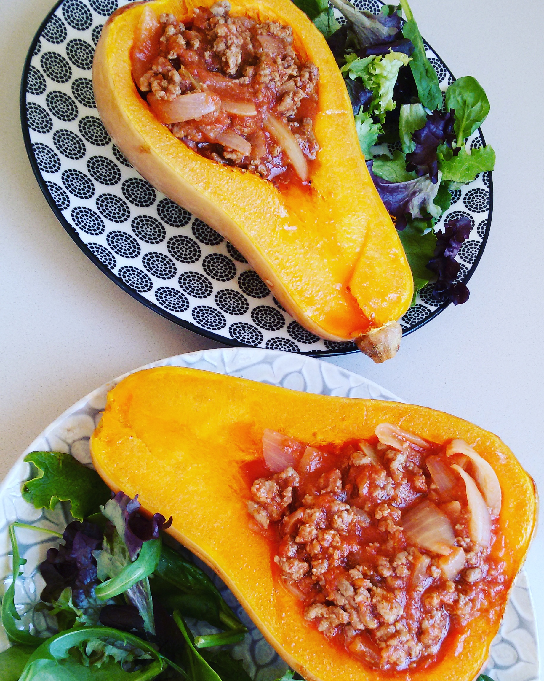 Calabaza y Boloñesa de Ternera