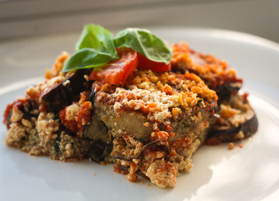 Lasaña de berenjenas con tofu