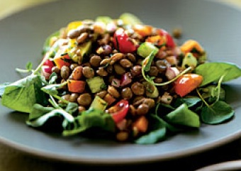 Ensalada de Lentejas con vinagreta de Pimiento