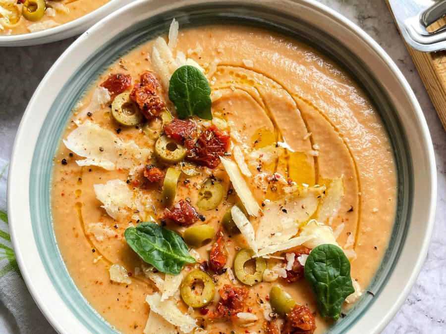 Crema de coliflor con tomates secos